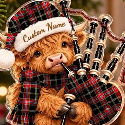 ScotsTee Shop Scottish Norwegian Night Tartan Highland Cow Bagpiper Christmas Ornament