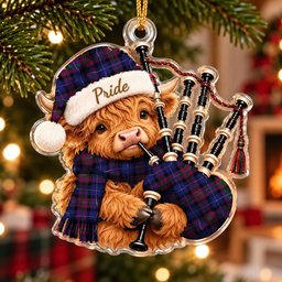 ScotsTee Shop Scottish Pride Of Scotland Tartan Highland Cow Bagpiper Christmas Ornament