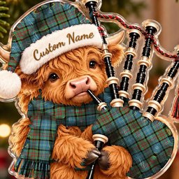 ScotsTee Shop Scottish Paisley District Tartan Highland Cow Bagpiper Christmas Ornament