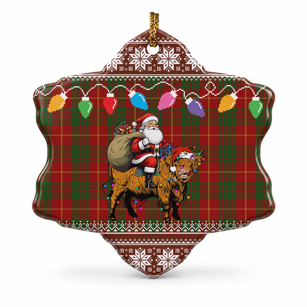 Cameron Nollaig Chridheil Santa Highland Coo Tartan Ceramic Snow Flake Ornament