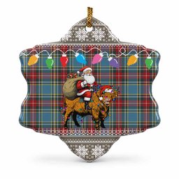Beaton Nollaig Chridheil Santa Highland Coo Tartan Ceramic Snow Flake Ornament