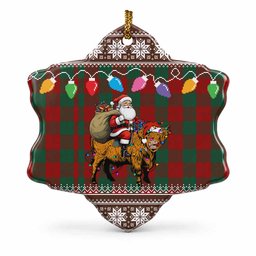 Erskine Nollaig Chridheil Santa Highland Coo Tartan Ceramic Snow Flake Ornament