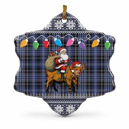 Clark (Clarke) Nollaig Chridheil Santa Highland Coo Tartan Ceramic Snow Flake Ornament