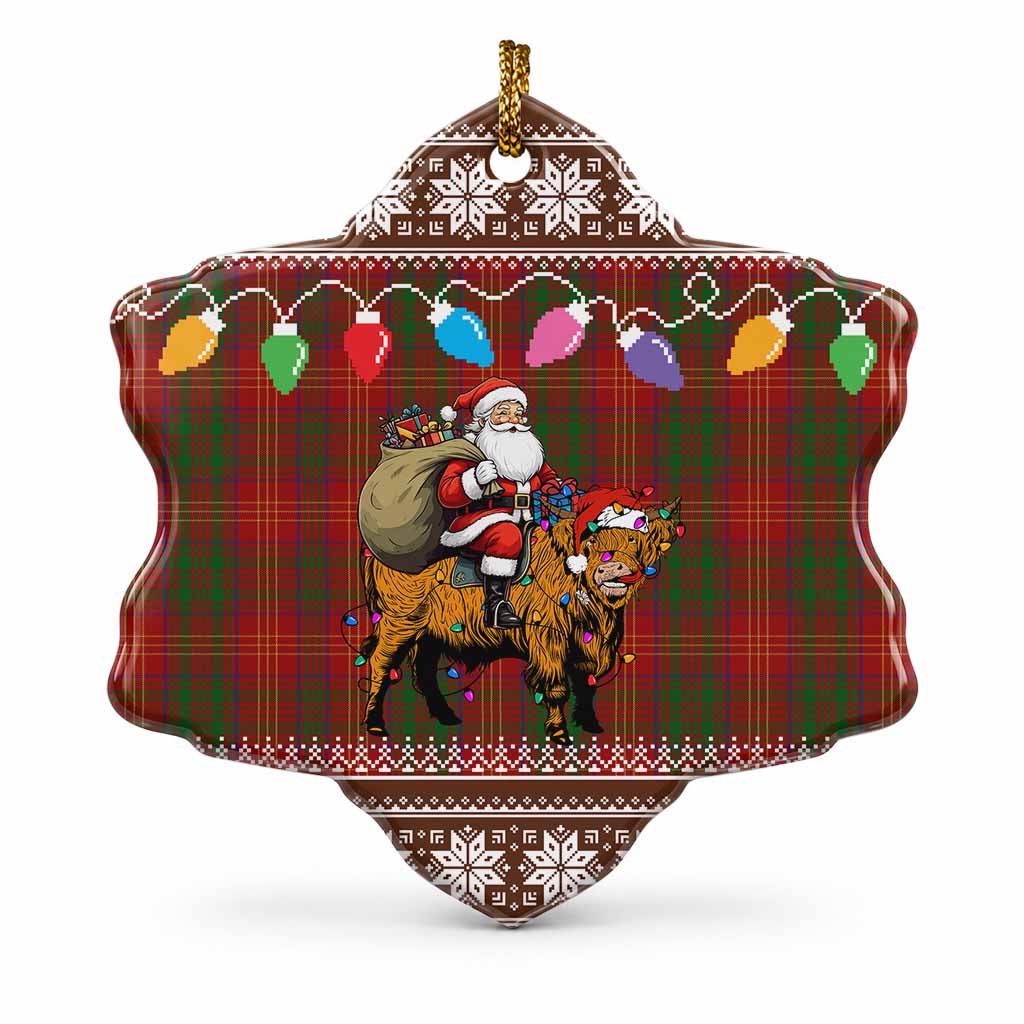 Burns Nollaig Chridheil Santa Highland Coo Tartan Ceramic Snow Flake Ornament