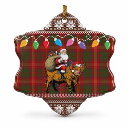Burns Nollaig Chridheil Santa Highland Coo Tartan Ceramic Snow Flake Ornament