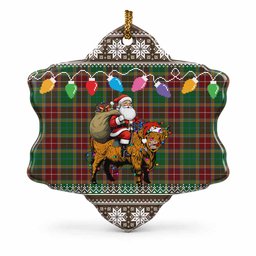 Baxter Nollaig Chridheil Santa Highland Coo Tartan Ceramic Snow Flake Ornament
