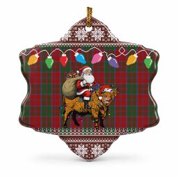 Drummond Nollaig Chridheil Santa Highland Coo Tartan Ceramic Snow Flake Ornament