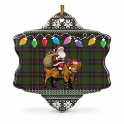 Cochrane Nollaig Chridheil Santa Highland Coo Tartan Ceramic Snow Flake Ornament