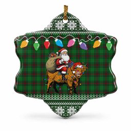 Beveridge Nollaig Chridheil Santa Highland Coo Tartan Ceramic Snow Flake Ornament