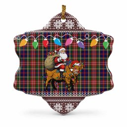 Christie Nollaig Chridheil Santa Highland Coo Tartan Ceramic Snow Flake Ornament