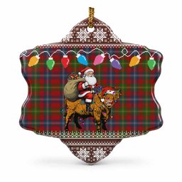 Forrester (Foster) Nollaig Chridheil Santa Highland Coo Tartan Ceramic Snow Flake Ornament