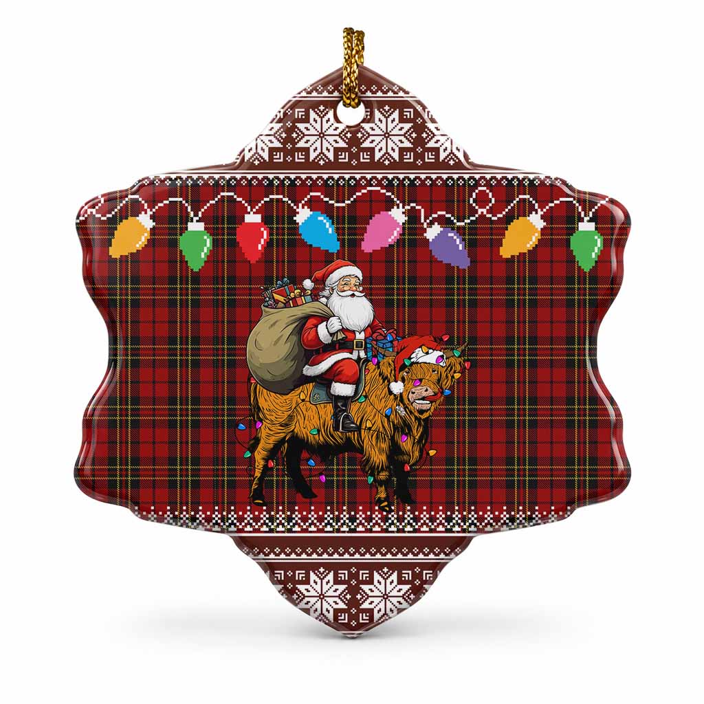 Brodie Nollaig Chridheil Santa Highland Coo Tartan Ceramic Snow Flake Ornament