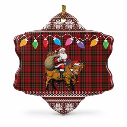 Brodie Nollaig Chridheil Santa Highland Coo Tartan Ceramic Snow Flake Ornament