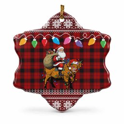 Ewing Nollaig Chridheil Santa Highland Coo Tartan Ceramic Snow Flake Ornament