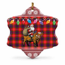 Abernethy Nollaig Chridheil Santa Highland Coo Tartan Ceramic Snow Flake Ornament