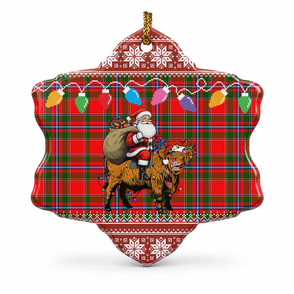 Butter Nollaig Chridheil Santa Highland Coo Tartan Ceramic Snow Flake Ornament
