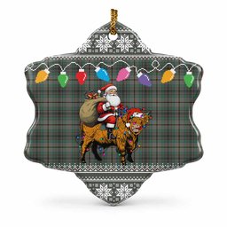Craig Nollaig Chridheil Santa Highland Coo Tartan Ceramic Snow Flake Ornament