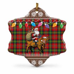 Boyd Nollaig Chridheil Santa Highland Coo Tartan Ceramic Snow Flake Ornament
