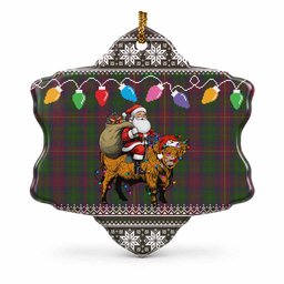 Cairns Nollaig Chridheil Santa Highland Coo Tartan Ceramic Snow Flake Ornament