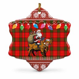 Adair Nollaig Chridheil Santa Highland Coo Tartan Ceramic Snow Flake Ornament
