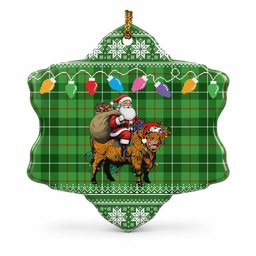 Boyle Nollaig Chridheil Santa Highland Coo Tartan Ceramic Snow Flake Ornament