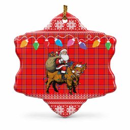 Burnett Nollaig Chridheil Santa Highland Coo Tartan Ceramic Snow Flake Ornament
