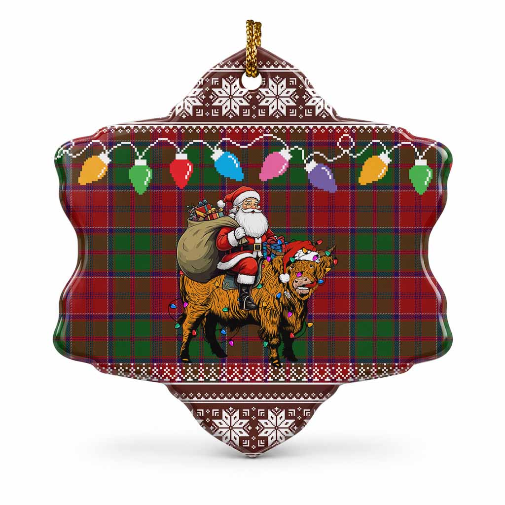 Grant Nollaig Chridheil Santa Highland Coo Tartan Ceramic Snow Flake Ornament