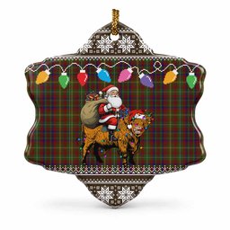 MacMaster (McMaster) Nollaig Chridheil Santa Highland Coo Tartan Ceramic Snow Flake Ornament