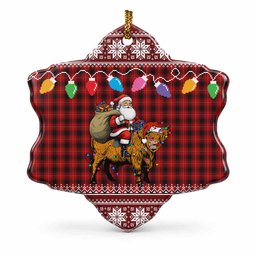 MacIver (McIver) Nollaig Chridheil Santa Highland Coo Tartan Ceramic Snow Flake Ornament