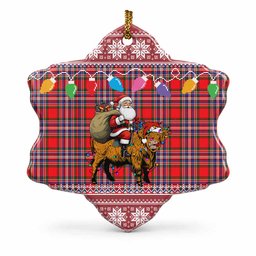 MacFarlane (McFarlane) Nollaig Chridheil Santa Highland Coo Tartan Ceramic Snow Flake Ornament