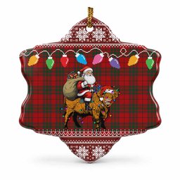 MacNab (McNab) Nollaig Chridheil Santa Highland Coo Tartan Ceramic Snow Flake Ornament