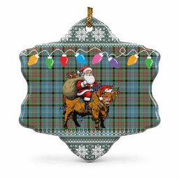 Paisley Nollaig Chridheil Santa Highland Coo Tartan Ceramic Snow Flake Ornament
