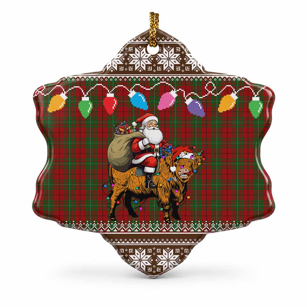 MacAulay (MacAuley) Nollaig Chridheil Santa Highland Coo Tartan Ceramic Snow Flake Ornament