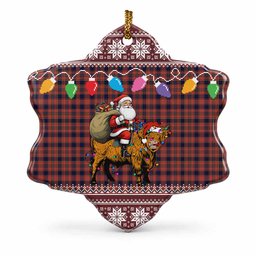 Ogilvie (Ogilvy) Nollaig Chridheil Santa Highland Coo Tartan Ceramic Snow Flake Ornament