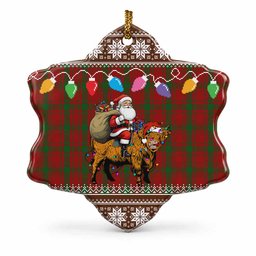 MacQuarrie (McQuarrie) Nollaig Chridheil Santa Highland Coo Tartan Ceramic Snow Flake Ornament