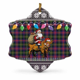 Logan Nollaig Chridheil Santa Highland Coo Tartan Ceramic Snow Flake Ornament