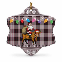 MacPherson (McPherson) Nollaig Chridheil Santa Highland Coo Tartan Ceramic Snow Flake Ornament