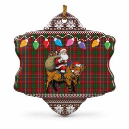 Innes Nollaig Chridheil Santa Highland Coo Tartan Ceramic Snow Flake Ornament