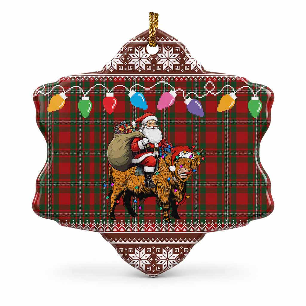 MacGregor (McGregor) Nollaig Chridheil Santa Highland Coo Tartan Ceramic Snow Flake Ornament