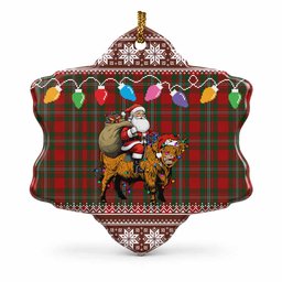 MacGregor (McGregor) Nollaig Chridheil Santa Highland Coo Tartan Ceramic Snow Flake Ornament