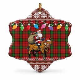 Kerr Nollaig Chridheil Santa Highland Coo Tartan Ceramic Snow Flake Ornament