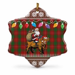 MacFie (McFie) Nollaig Chridheil Santa Highland Coo Tartan Ceramic Snow Flake Ornament