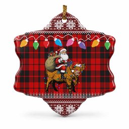 Hogg (Hog) Nollaig Chridheil Santa Highland Coo Tartan Ceramic Snow Flake Ornament