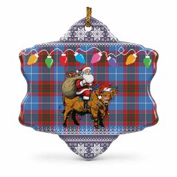 Trotter Nollaig Chridheil Santa Highland Coo Tartan Ceramic Snow Flake Ornament