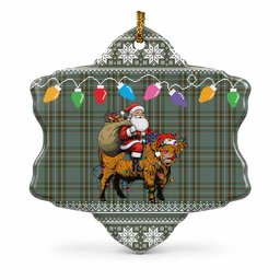 Kelly Nollaig Chridheil Santa Highland Coo Tartan Ceramic Snow Flake Ornament
