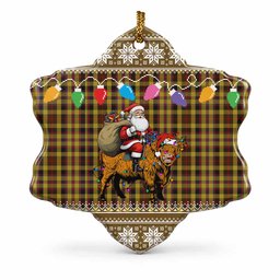 Jardine Nollaig Chridheil Santa Highland Coo Tartan Ceramic Snow Flake Ornament