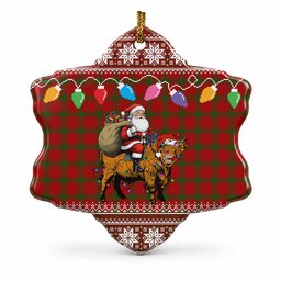 MacDonald (McDonald) of Sleat Nollaig Chridheil Santa Highland Coo Tartan Ceramic Snow Flake Ornament