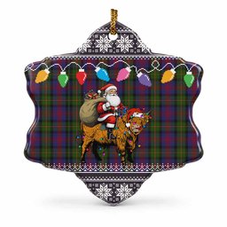 MacLennan (McLennan) Nollaig Chridheil Santa Highland Coo Tartan Ceramic Snow Flake Ornament