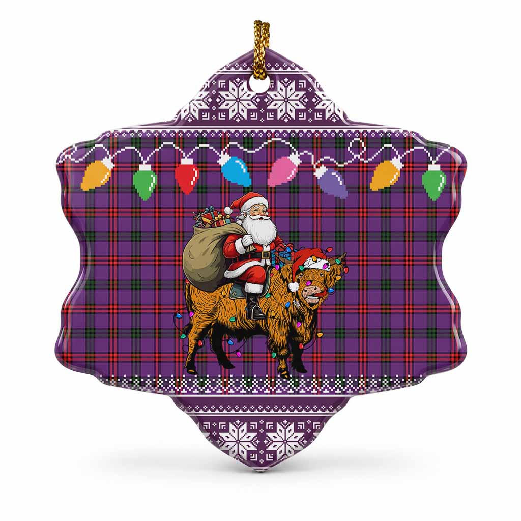 Montgomery Nollaig Chridheil Santa Highland Coo Tartan Ceramic Snow Flake Ornament