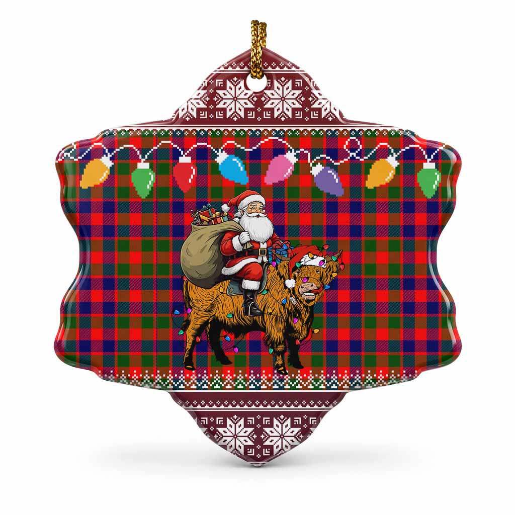MacGowan (McGowan) Nollaig Chridheil Santa Highland Coo Tartan Ceramic Snow Flake Ornament